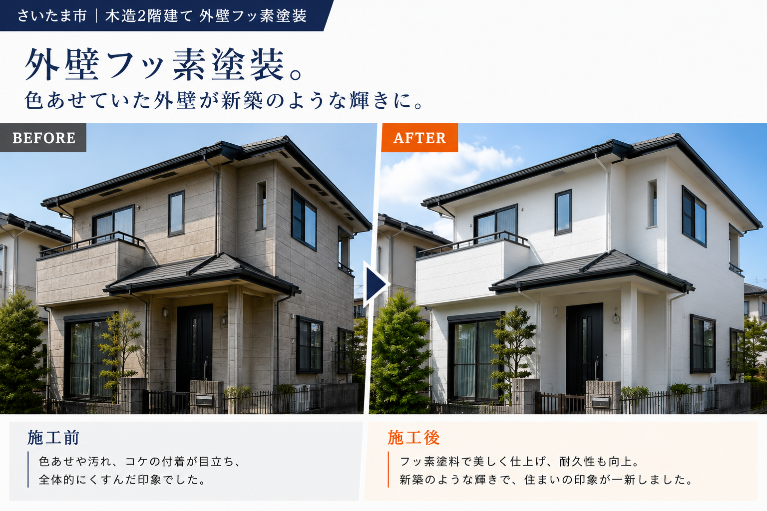 外壁フッ素塗装 施工事例